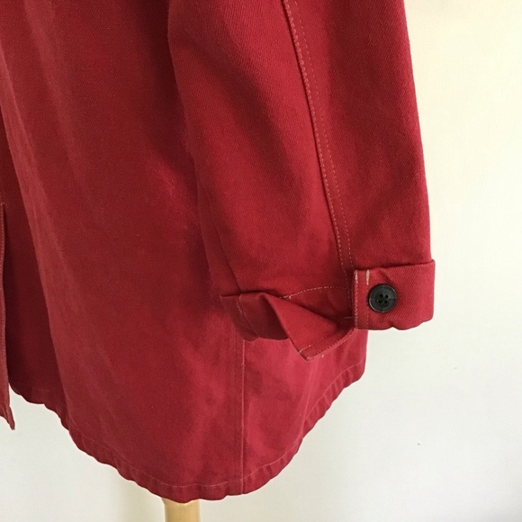 Denim & Co. Heavy Weight Red Heavy Denim Lined Button Front  Topstitched Coat M - Picture 4 of 14